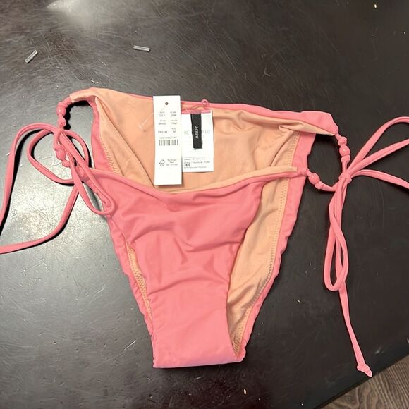 J. Crew NEW curved waist cheeky string bikini bottoms tea rose pink bubblegum - Picture 2 of 10